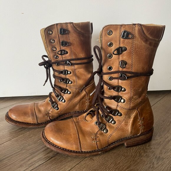 Rare Bed Stu Leather Brown CottageCore Lace Up Boots Womens Size 6.5 - 7 - Picture 2 of 15
